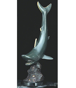 Brass Patina Shark Sculpture