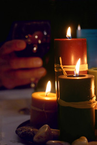 stacked candle centerpiece