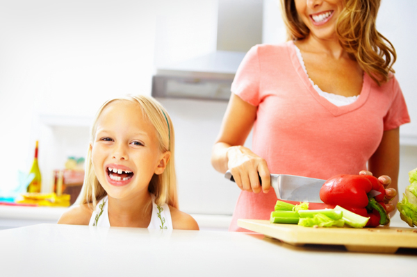 Woman prepping school lunches