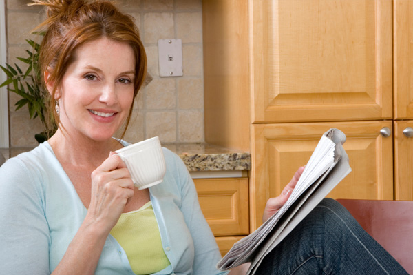 Mom starting day with coffee