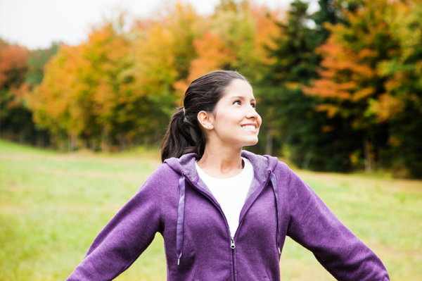 Woman wearing eco-friendly clothes