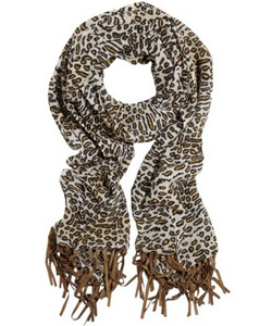 Bindya Fringed Animal Print Scarf