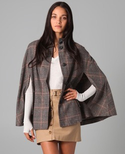 hooded houndstooth poncho