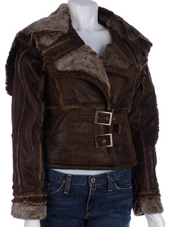 Cropped faux shearling jacket