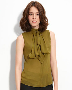Seen here: Vince Camuto tie-neck blouse