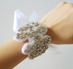 Crystal and ribbon bracelet