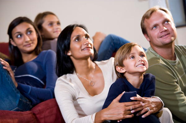 Family watching movie