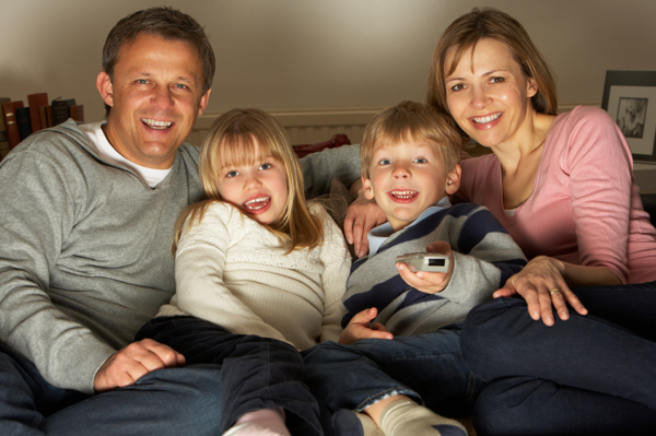Family watching TV