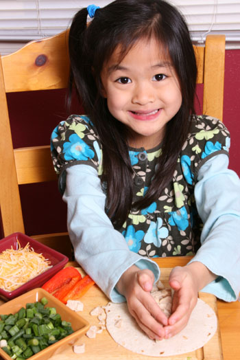 Girl making healthy snack