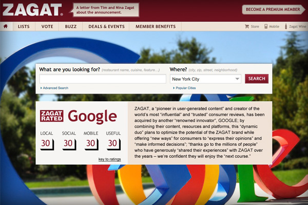 Google acquires Zagat