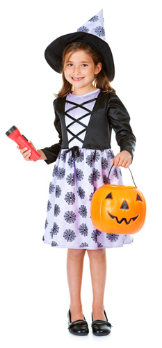 Halloween girl with flashlight
