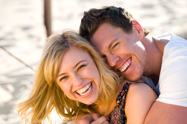 Happy couple on beach