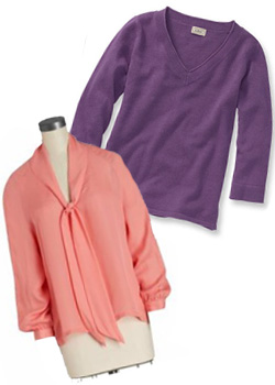 Tie-neck blouse and sweater