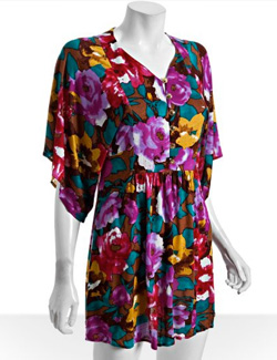 T-Bags floral jersey kimono sleeve mini dress