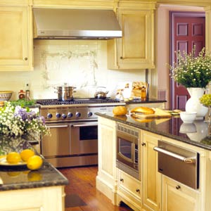 Butter yellow cabinets