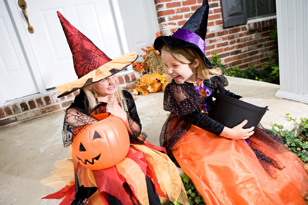 Little girl with Halloween candy