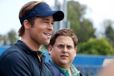 Brad Pitt and Jonah Hill in Moneyball