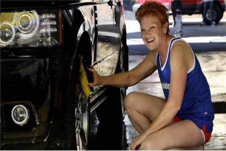 Apprentice Celebrity 2011 on Pauline Hanson Washes Cars In Undies For Celebrity Apprentice Task