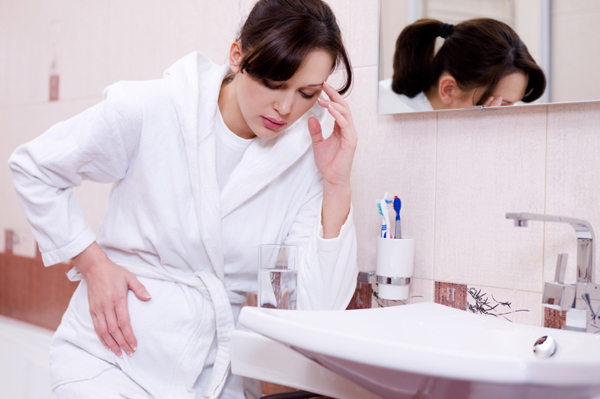 Woman having contractions
