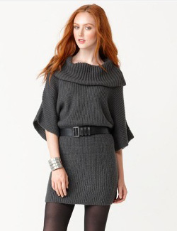 Kensie short sleeve belted sweater dress