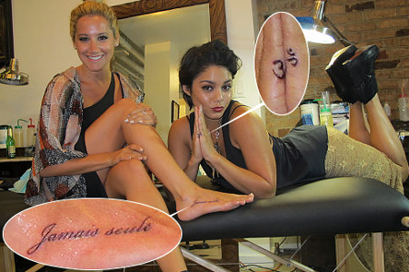 Ashley Tisdale on Ashley Tisdale Heeft Op Haar Voet Jamais Seule Laten Tatoeeren