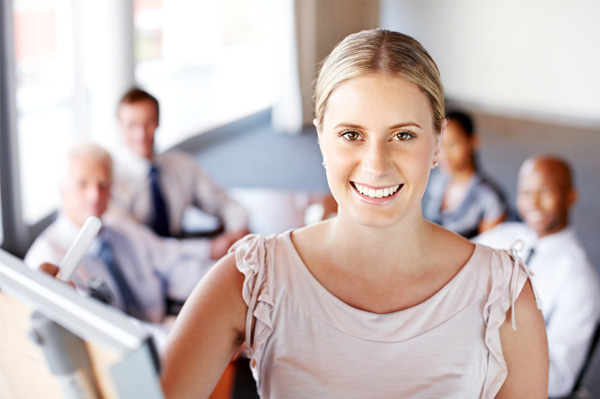 Woman giving presentation