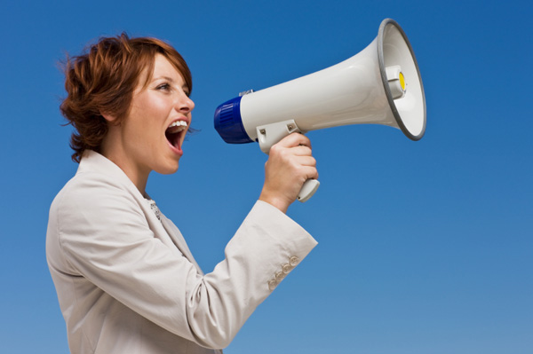 Woman with megaphone