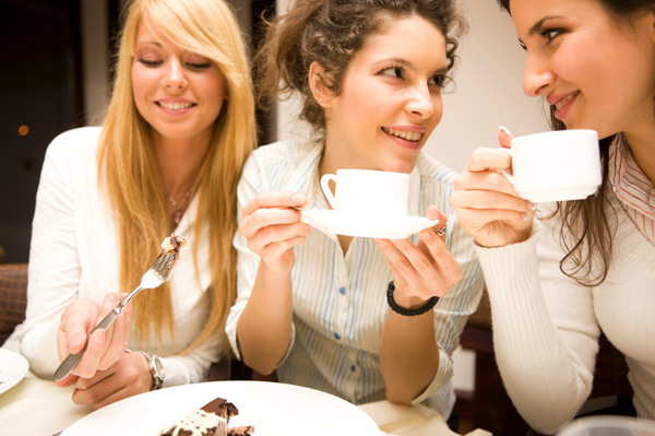 Woman having chocolate cake at party