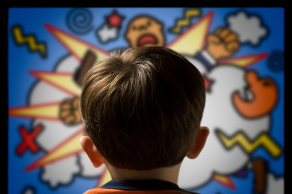Child watching cartoon