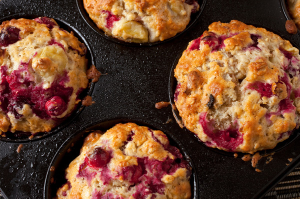 Cranberry bran muffin made with juice