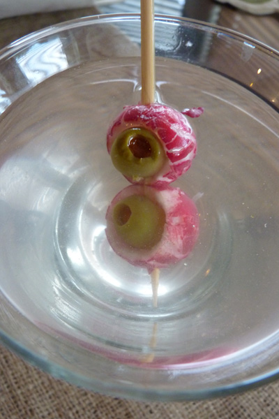 Zombie eye dirty martini
