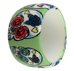 lime green Day of the Dead inspired bangle
