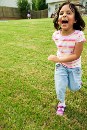 Girl running outdoors