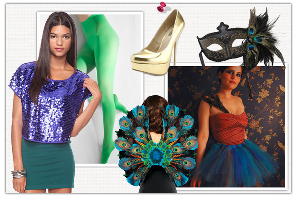 Glittering peacock Halloween costume