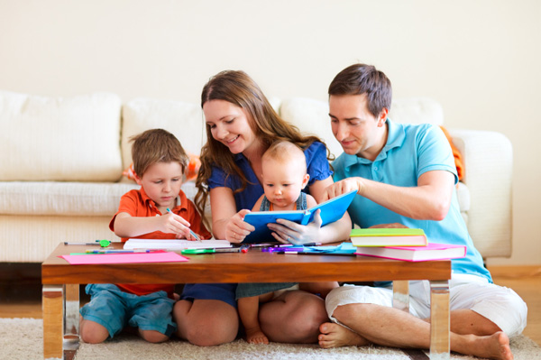 Family drawing together
