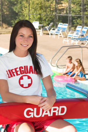 Teen working as lifeguard