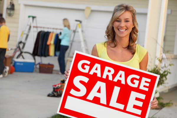 Woman having garage sale