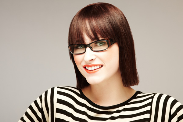 Woman wearing orange lipstick