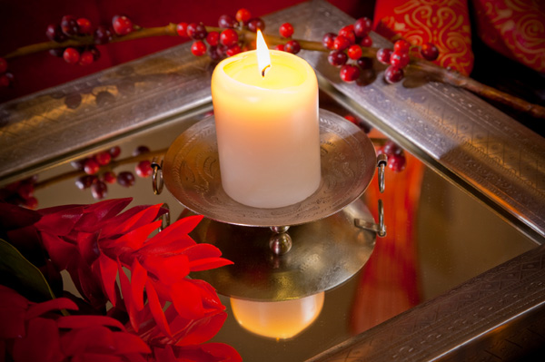 Christmas mirror and candle