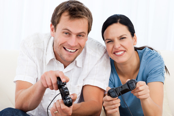 Couple playing video games