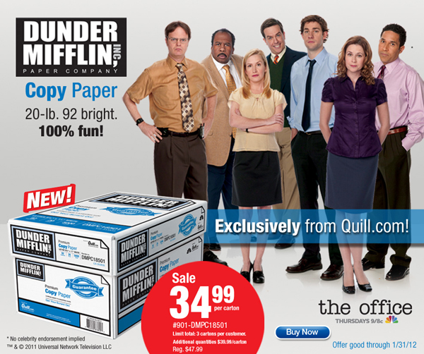 Dunder Mifflin paper from The Office