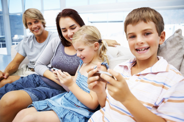 Family on cell phones