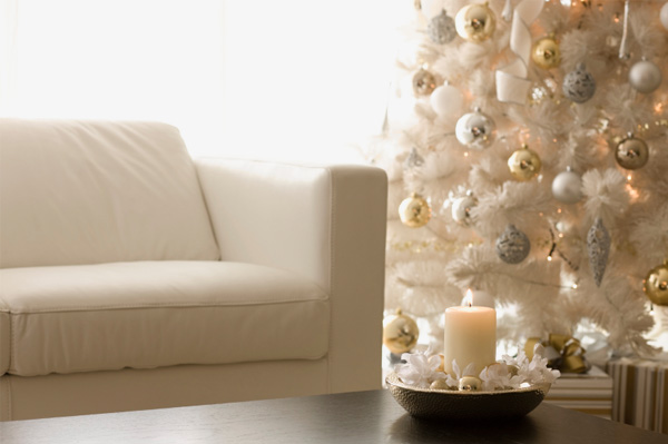 White artificial Christmas tree