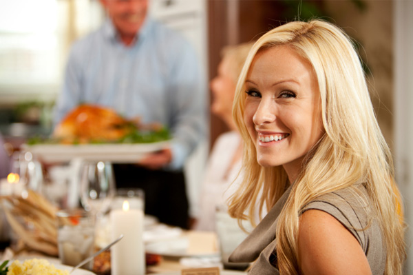 Happy woman at Thanksgiving