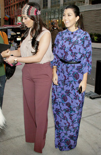 Kourtney and Kim Kardashian leaving NYC hotel