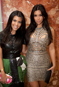 Kim and Kourtney Kardashian in New York at a Fashion Week event