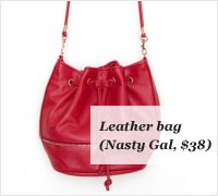 red faux leather bag