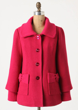 candy pink winter coat .