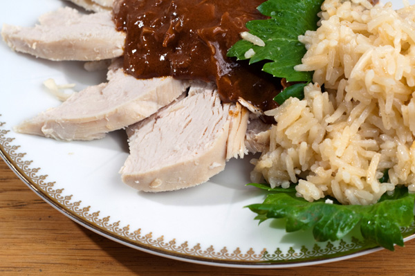 Leftover turkey with mole sauce