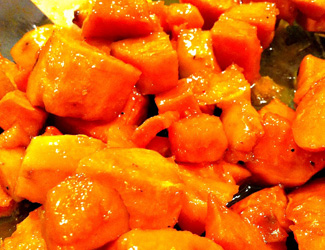 Maple roasted sweet potatoes